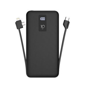 Powerbank 10000mAh Moxie PowerTrio x1 Micro-USB / Lightning, x1 USB Type-C- Noir