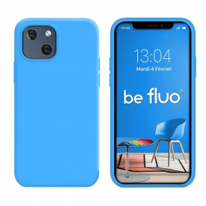 Coque Silicone Moxie BeFluo Fine et Légère pour iPhone, Intérieur Microfibre - Bleu clair