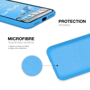 Coque Silicone Moxie BeFluo Fine et Légère pour iPhone, Intérieur Microfibre - Bleu clair