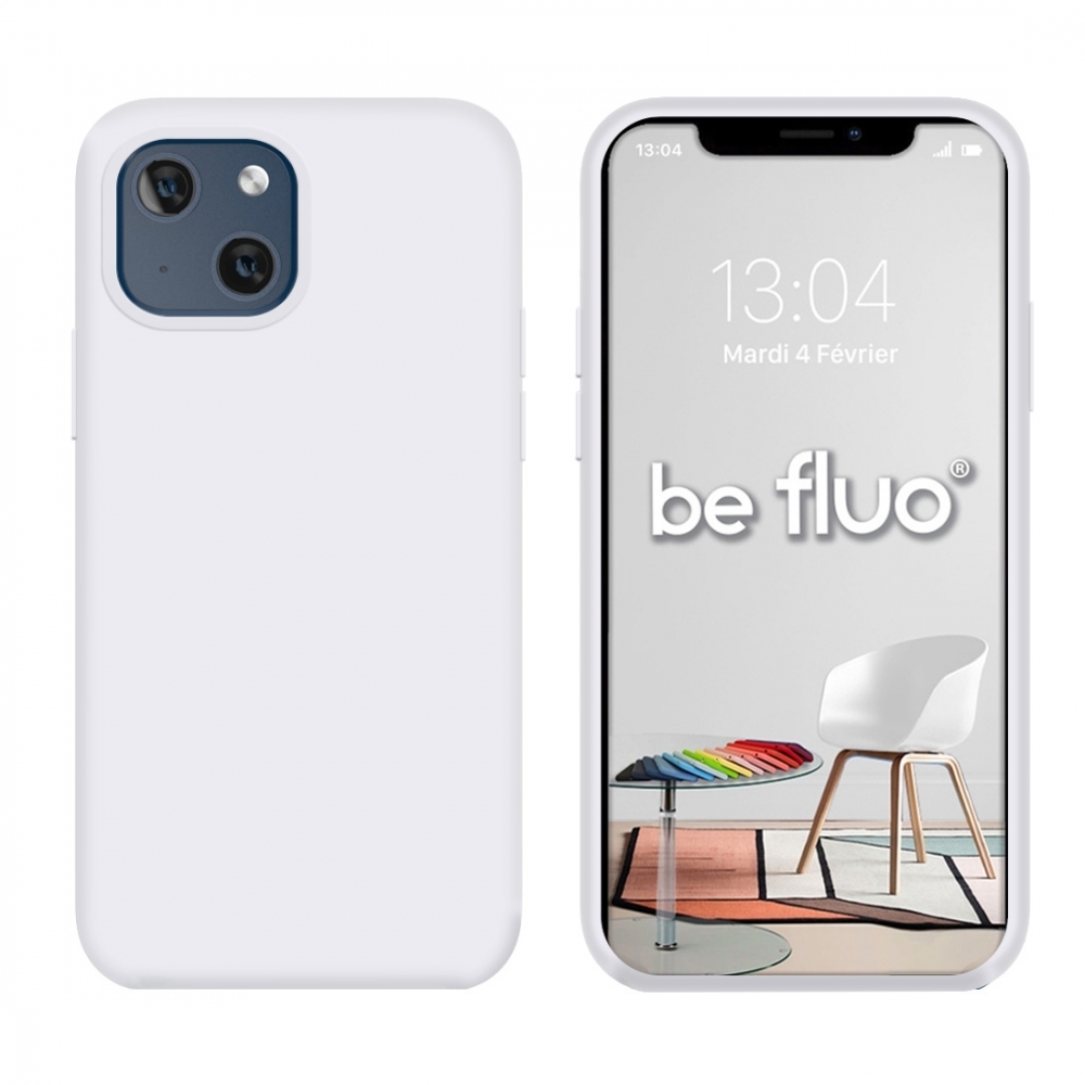 Coque Silicone Moxie BeFluo Fine et Légère pour iPhone, Intérieur Microfibre - Blanc